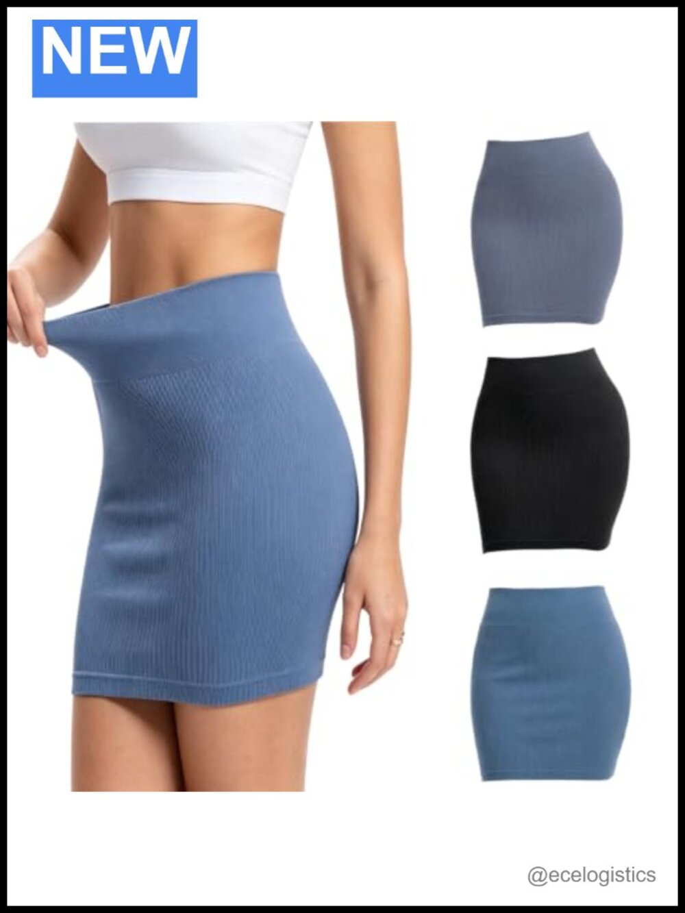 Pull-On Stretch Pencil Skirt, Above Knee Professional Work Skirt